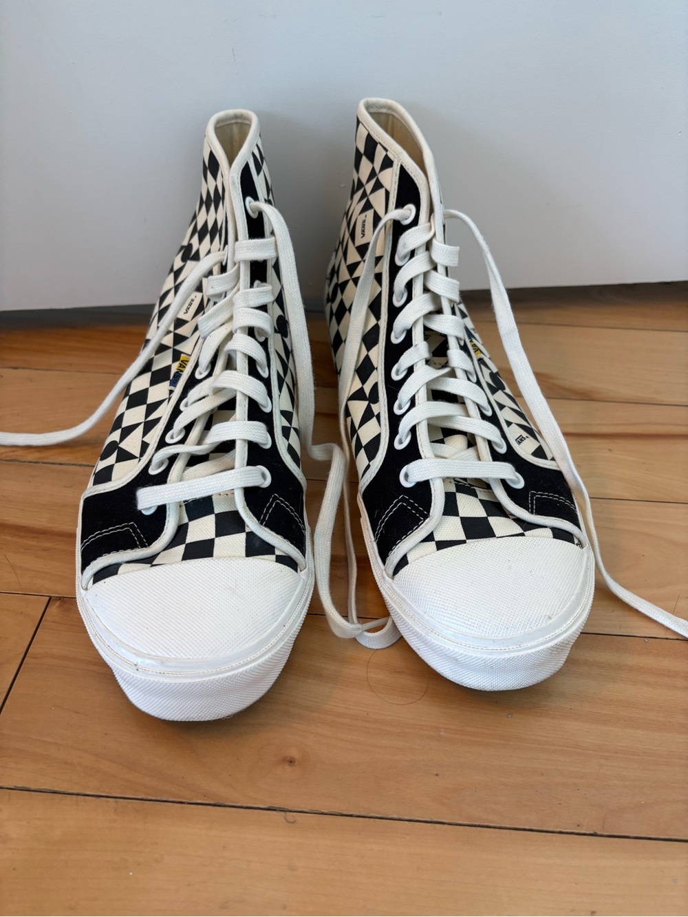 Vans High-Top Checkerboard Sneakers - Black & White